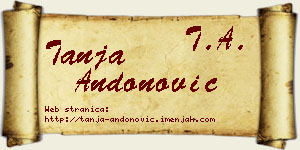 Tanja Andonović vizit kartica